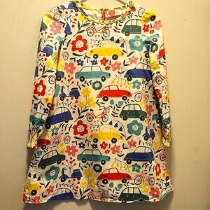 Mini Boden Girls Dress Cars Florl Cotton A Line